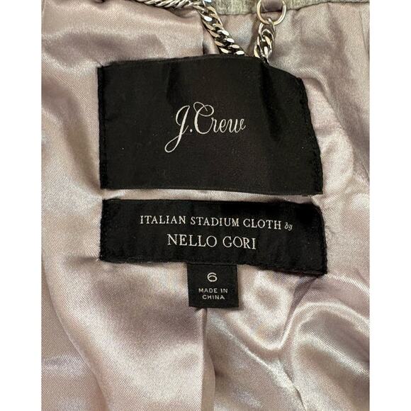 J Crew Nello Gori Wool Faux fur hood Full zip Peacoat Parka size 6 Grey Z2 - Picture 4 of 11